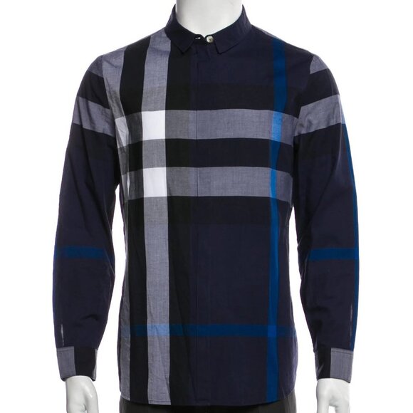 BURBERRY Plaid Print Long Sleeve Western Shirt Size: L | US16, IT41 - Picture 1 of 6